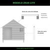 A casota Zeus M é recomendada para patudos/as de porte médio/grande, que prima pela sua robustez, telhado móvel e janela frontal.
