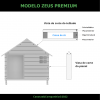 A casota de madeira Zeus L é recomendada para patudos/as de porte médio/grande, que prima pela sua robustez, telhado móvel e janela frontal.